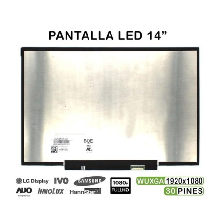 Pantalla led de 14" para portátil nv140fhm n4z fhd 30 pines