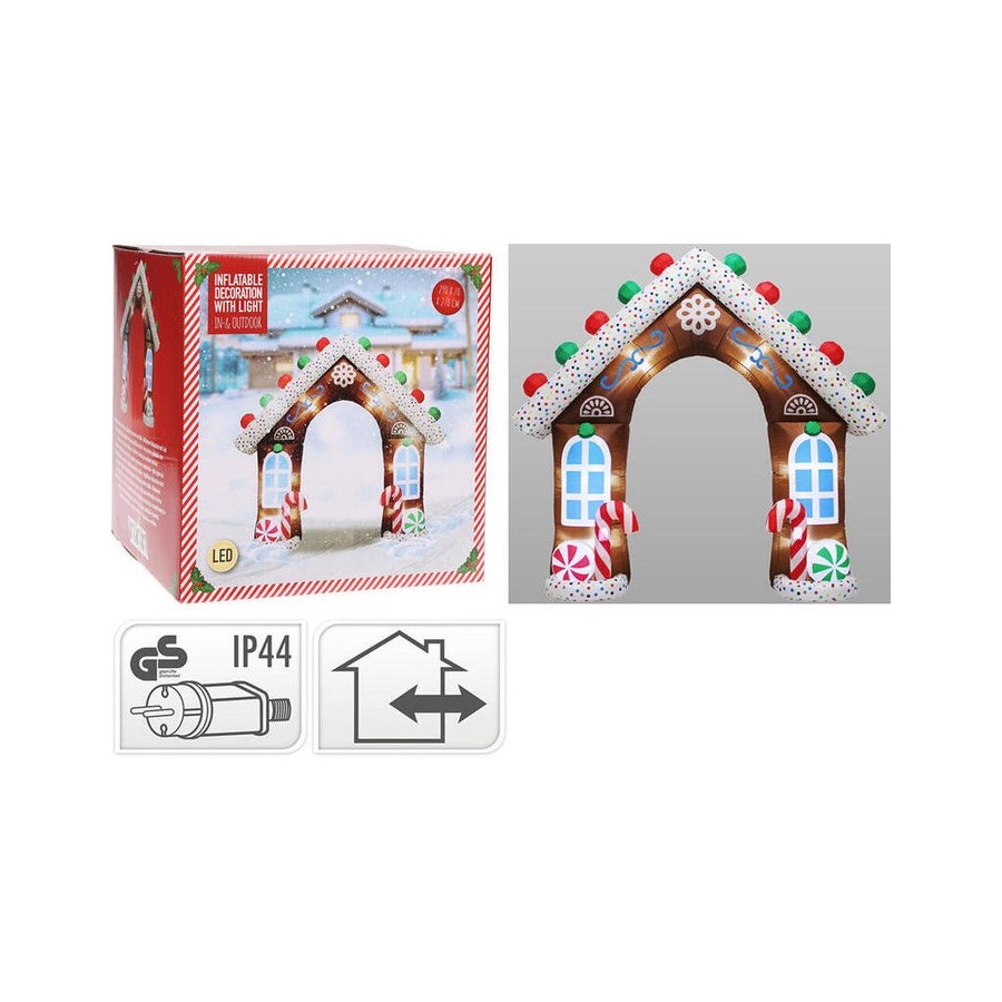 Inflable casita caramelo con led, ip44, 220v, 290x70x270cm. basics