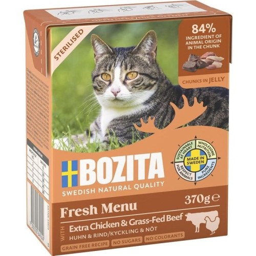 Comida húmeda para gatos bozita fresh menu sterilised extra chicken with beef  370g