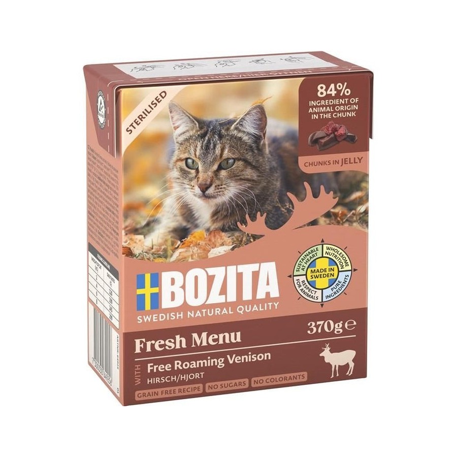 Comida húmeda para gatos bozita esterilizada - juego, piezas en jalea  370g