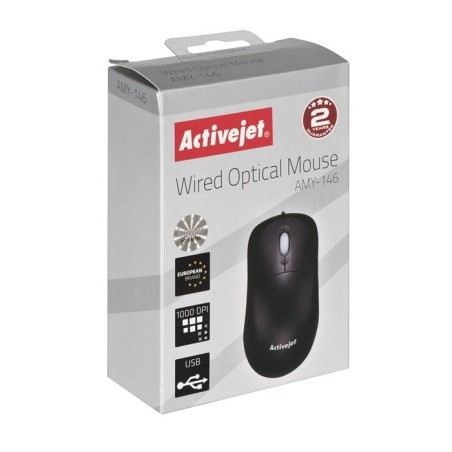 Activejet amy-146 ratón usb tipo a óptico 1000 dpi ambidextro