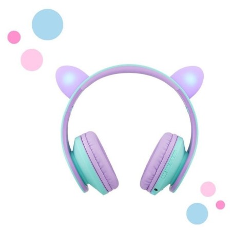 Auriculares  powerlocus p2 kids turquesa/violeta  inalámbricos para niños