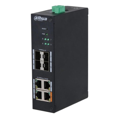 Dahua hs4408-4et-60 switch hardened poe 4 puertos 10/100 +4sfp gigabit 60w manejable layer2