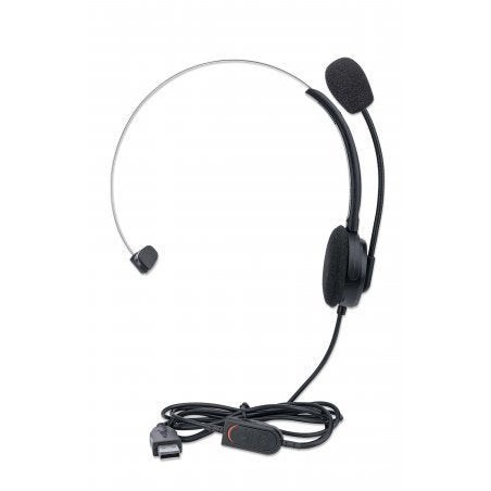 Auriculares  manhattan usb mono over-ear usb-a-mecker negro
