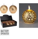 Vela led bola navidad, blanco calido, dorada. basics