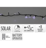 Guirnalda led, 400 leds, 8 funciones parpadeante blanco frio, solar. basics