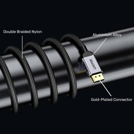 Cable  unitek c1626gy01-2m displayport 2.1 negro