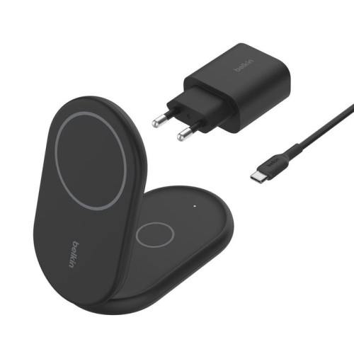 Base de carga inalambrica 2 en 1 belkin wiz028vfbk magnetica qi2 15w plegable negro