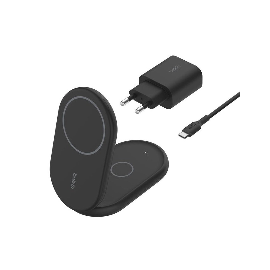 Base de carga inalambrica 2 en 1 belkin wiz028vfbk magnetica qi2 15w plegable negro