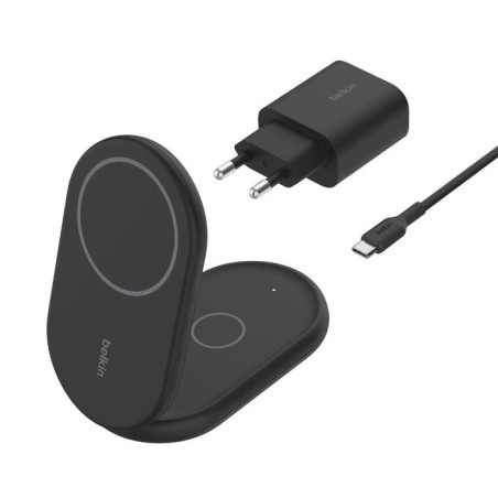 Base de carga inalambrica 2 en 1 belkin wiz028vfbk magnetica qi2 15w plegable negro