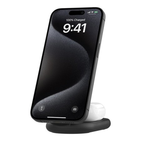 Base de carga inalambrica 2 en 1 belkin wiz028vfbk magnetica qi2 15w plegable negro