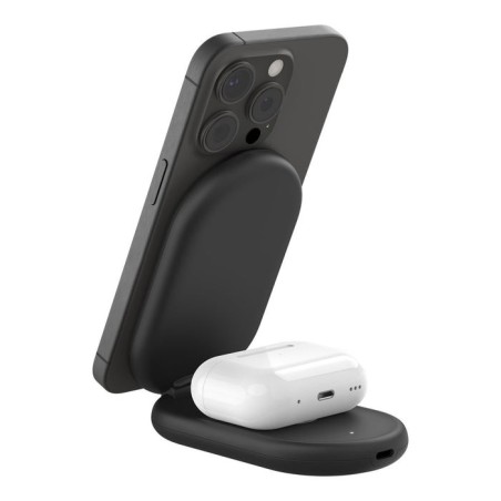 Base de carga inalambrica 2 en 1 belkin wiz028vfbk magnetica qi2 15w plegable negro