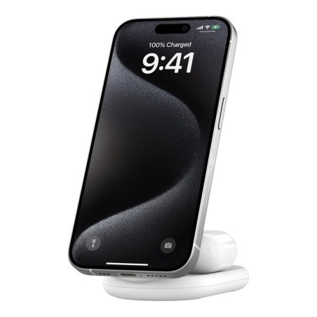 Base de carga inalambrica 2 en 1 belkin wiz028vfwh magnetica qi2 15w plegable blanca