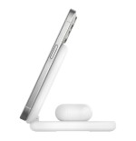 Base de carga inalambrica 2 en 1 belkin wiz028vfwh magnetica qi2 15w plegable blanca