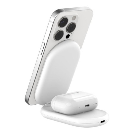 Base de carga inalambrica 2 en 1 belkin wiz028vfwh magnetica qi2 15w plegable blanca