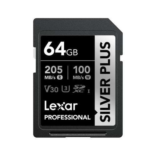 Lexar sdxc 64gb professional silver plus uhs-i u3 a2 4k v30
