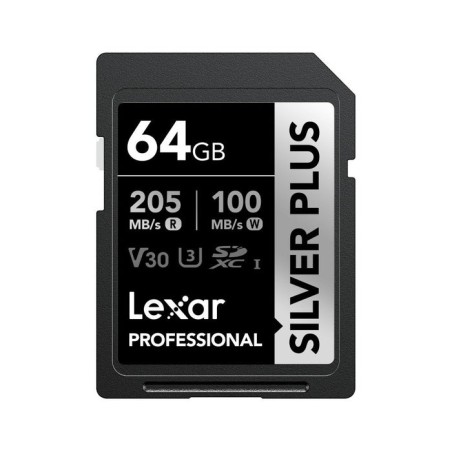 Lexar sdxc 64gb professional silver plus uhs-i u3 a2 4k v30