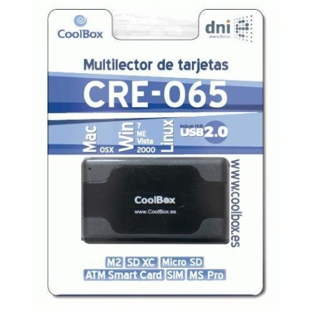Coolbox lector externo de tarjetas cre065 con soporte para sim y dnie 4.0