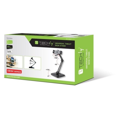 Techly 026371 desk wall support arm for tablet and ipad 4.7-12.9 full-motion black