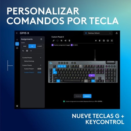 Teclado español g915 x wired g kb perp  emea28i-935 negro