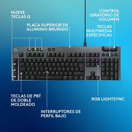 Teclado español g915 x wired g kb perp  emea28i-935 negro