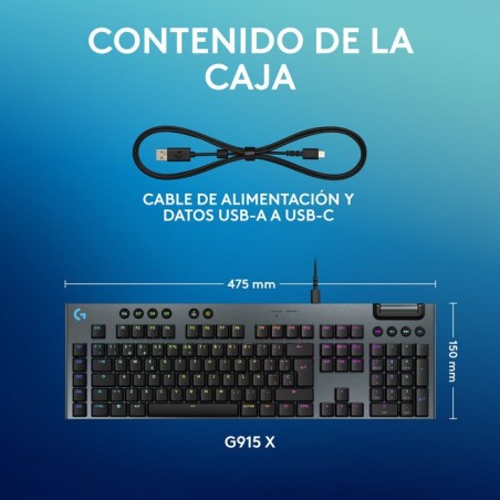 Teclado español g915 x wired g kb perp  emea28i-935 negro