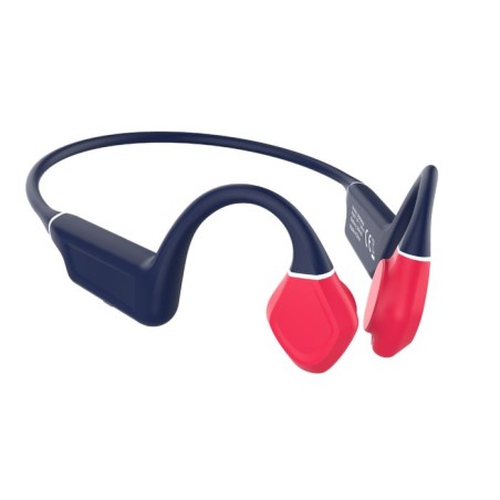 Auriculares inalámbricos deportivos de conducción ósea leotec osea kuri con micrófono bluetooth azules y rojos