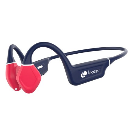 Auriculares inalámbricos deportivos de conducción ósea leotec osea kuri con micrófono bluetooth azules y rojos