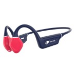 Auriculares inalámbricos deportivos de conducción ósea leotec osea kuri con micrófono bluetooth azules y rojos