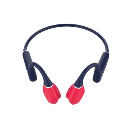 Auriculares inalámbricos deportivos de conducción ósea leotec osea kuri con micrófono bluetooth azules y rojos