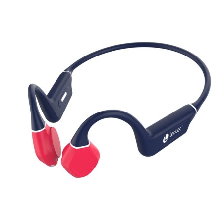 Auriculares inalámbricos deportivos de conducción ósea leotec osea kuri con micrófono bluetooth azules y rojos