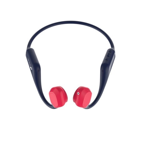 Auriculares inalámbricos deportivos de conducción ósea leotec osea kuri con micrófono bluetooth azules y rojos