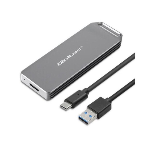 Qoltec 52266 mini enclosure m.2 ssd drive nvme pcie usb 3.1 super speed 10gb s 2tb silver