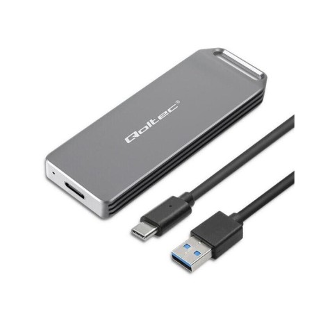 Qoltec 52266 mini enclosure m.2 ssd drive nvme pcie usb 3.1 super speed 10gb s 2tb silver