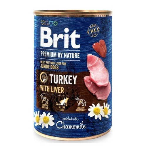 Comida húmeda para perros brit premium by nature junior pavo con hígado  400 g