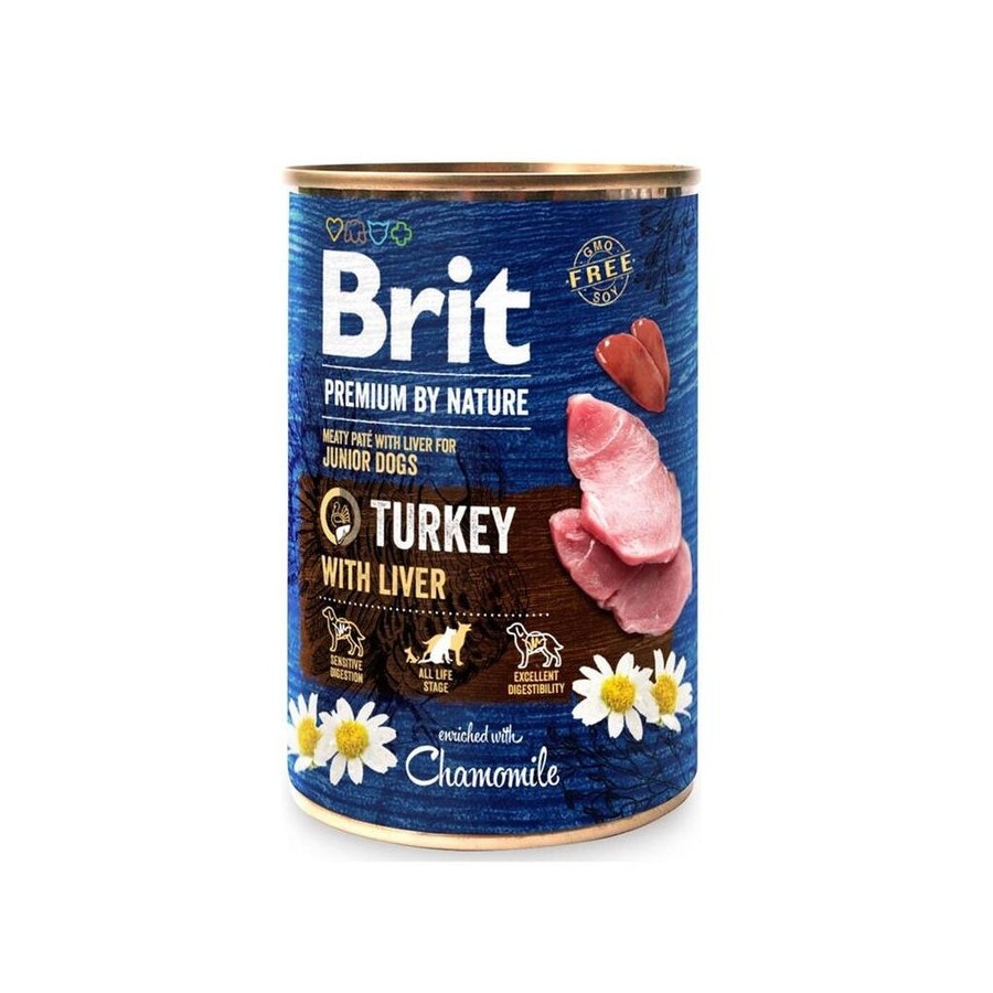 Comida húmeda para perros brit premium by nature junior pavo con hígado  400 g