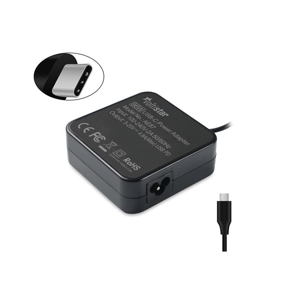 Cargador para portátil apple macbook air pro ipad usb c 96w negro