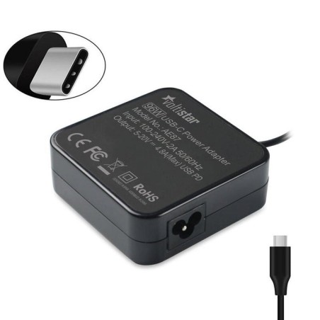 Cargador para portátil apple macbook air pro ipad usb c 96w negro