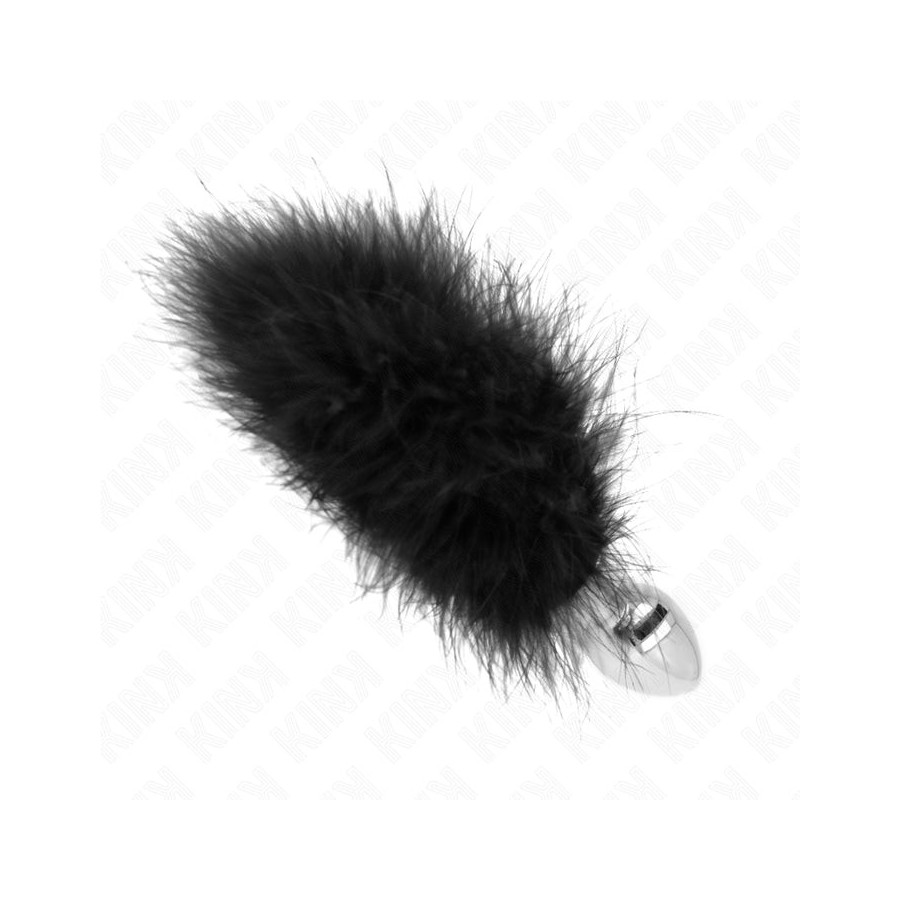 Kink - plug anal 11 x 7 cm acero inoxidable con pluma 11 cm