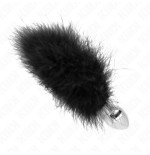 Kink - plug anal 11 x 7 cm acero inoxidable con pluma 11 cm