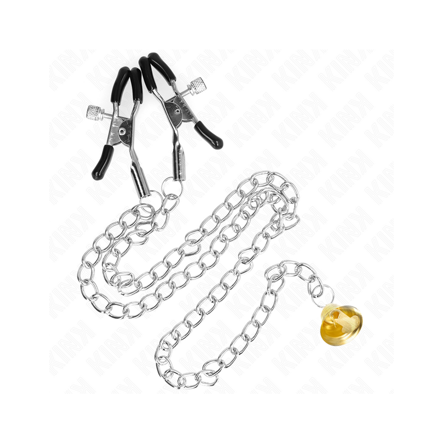 Kink - pinzas para pezones con campana cascabel dorado y cadena 30 cm