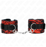Kink - muñequeras cortas de encaje terciopelo y unión de nylon rojo/negro 23 x 6.5 cm
