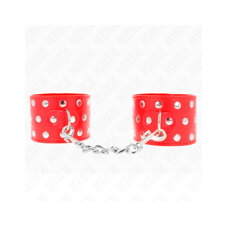 Kink - muñequeras con cierre a presión lleno de tachuelas ajustable rojo 19-24 cm x 5.5 cm