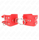 Kink - muñequeras fijas con anilla y tachuelas rojo ajustable 17-22 cm x 6.5 cm