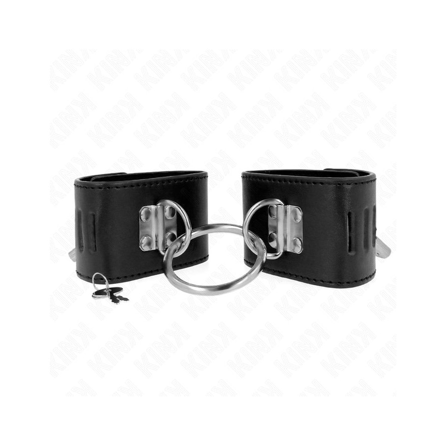 Kink - muñequeras fijas con anilla y cierre candado negro ajustable 16-23 cm x 5.5 cm