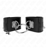 Kink - muñequeras fijas con anilla y cierre candado negro ajustable 16-23 cm x 5.5 cm