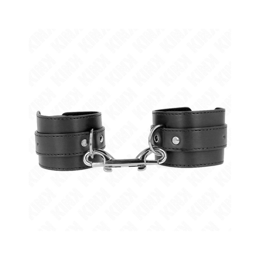 Kink - muñequeras simples con fila de remaches y hebilla grande negro ajustable 17-28 cm x 5 cm