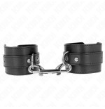 Kink - muñequeras simples con fila de remaches y hebilla grande negro ajustable 17-28 cm x 5 cm