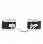 Kink - muñequeras negro con encaje decorativo blanco ajustable 20-23 cm x 5.5 cm