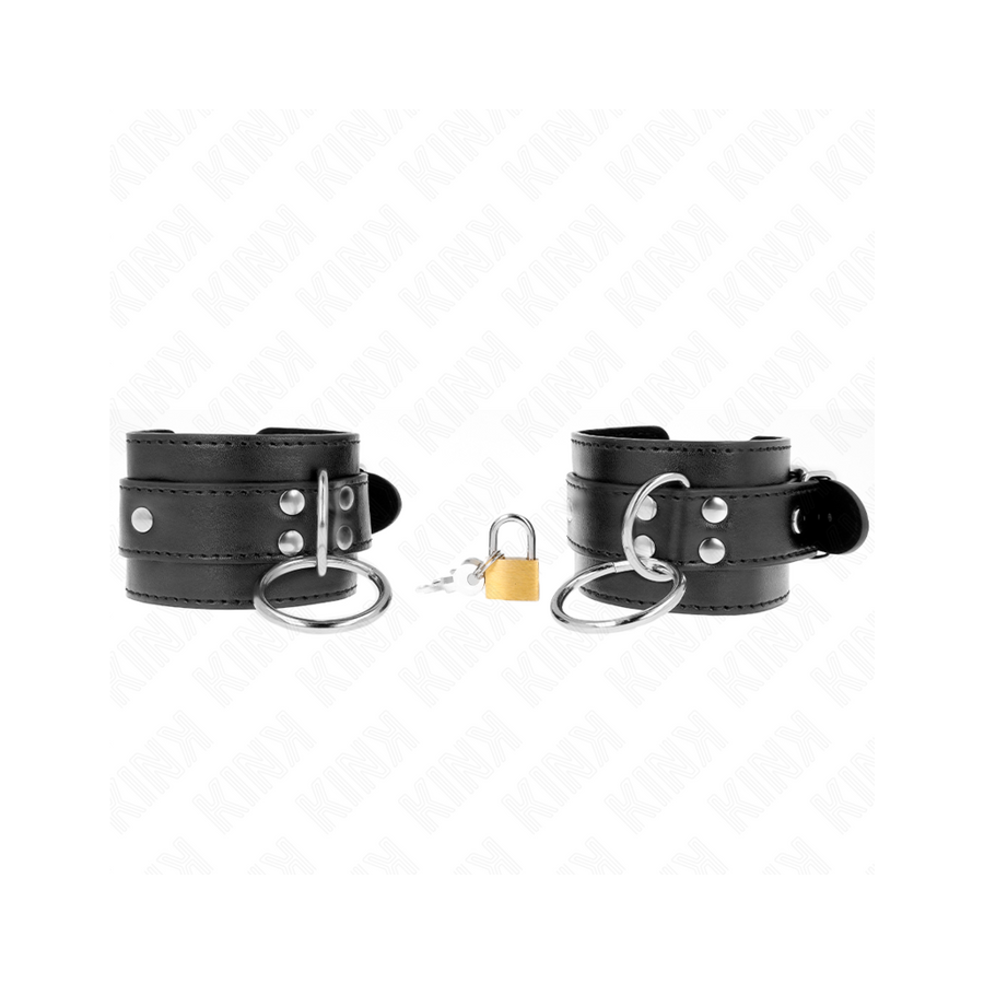 Kink - muñequeras con bloqueo de candado en anillas negro ajustable 20-28 cm x 5.5 cm